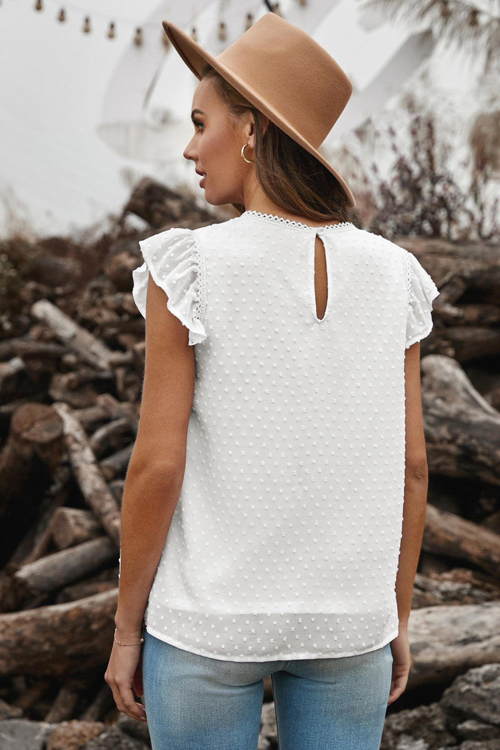 Swiss Dot Flutter Top