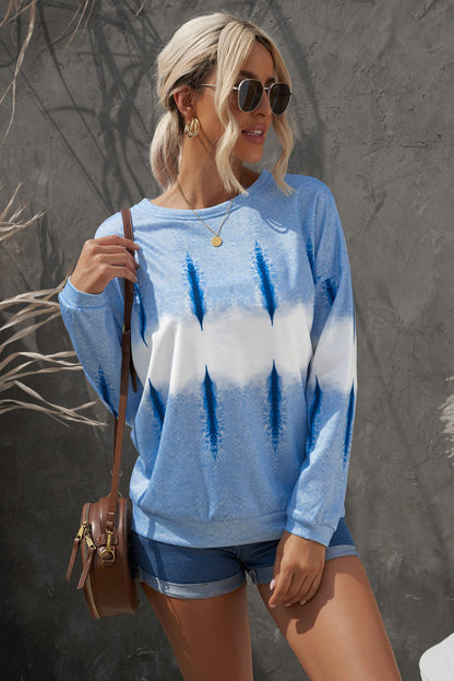 Tie-Dye Drop Shoulder Sweatshirt Pastel Blue