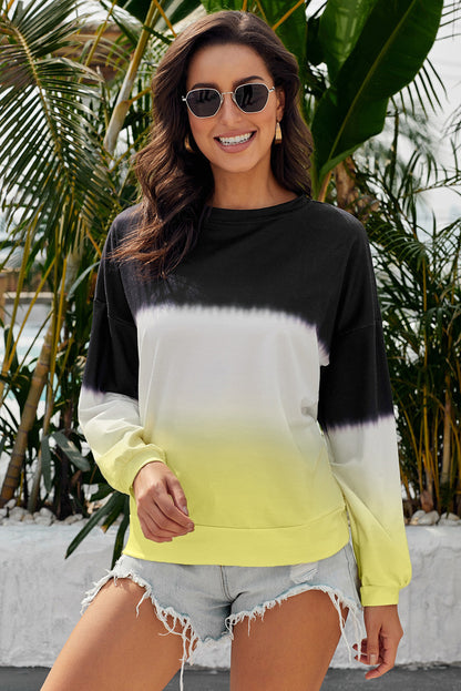 Tie-Dye Drop Shoulder Sweatshirt Banana Yellow