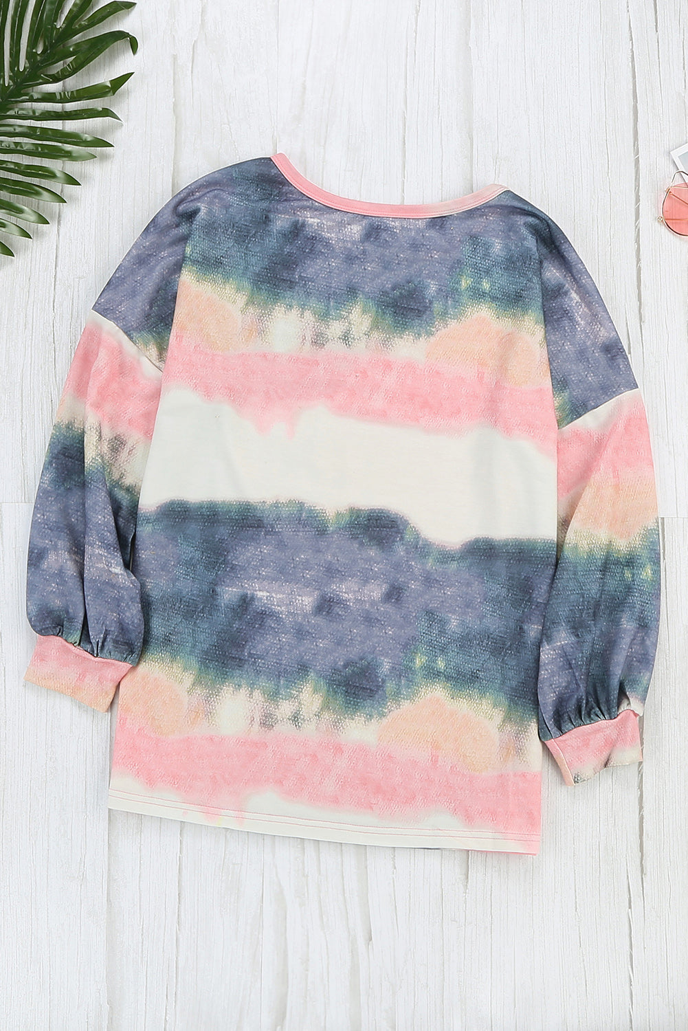 Tie-Dye Drop-Shouldered Round-Neck Top