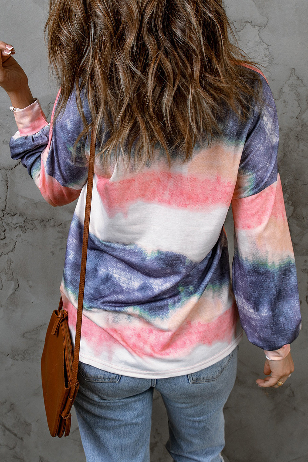 Tie-Dye Drop-Shouldered Round-Neck Top