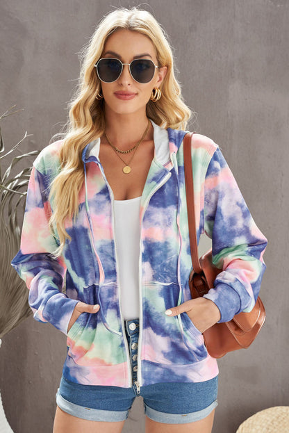 Tie-Dye Zip Up Jacket Royal Blue