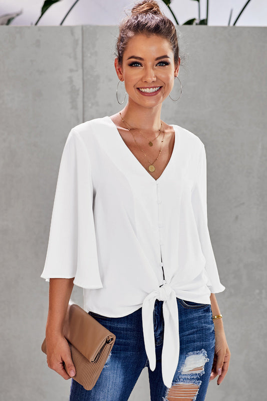 Tie-Front Top White