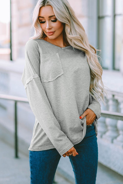 V-Neck Drop Shoulder Tunic Top