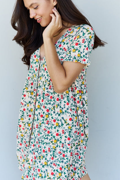 V-Neck Ruffle Sleeve Floral Midi Dress