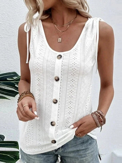 Versatile Full-Size Scoop Neck Tank Top White