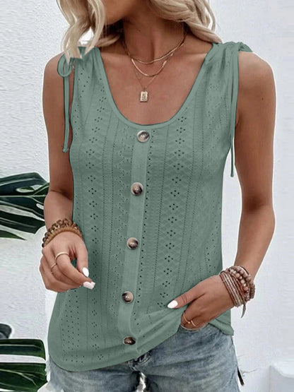 Versatile Full-Size Scoop Neck Tank Top Gum Leaf