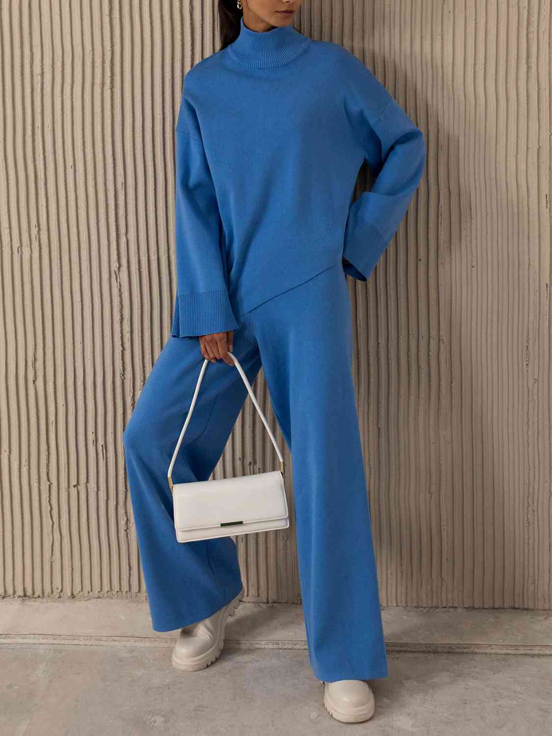 Women's Asymmetrical Hem Knit Top and Pants Set