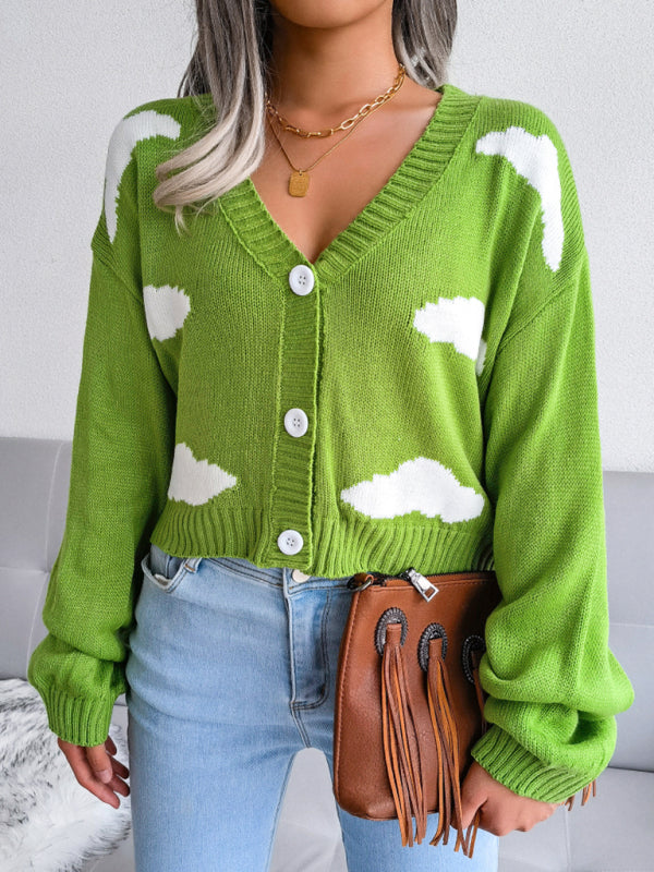 Women's Baiyun knitted cardigan sweater Green