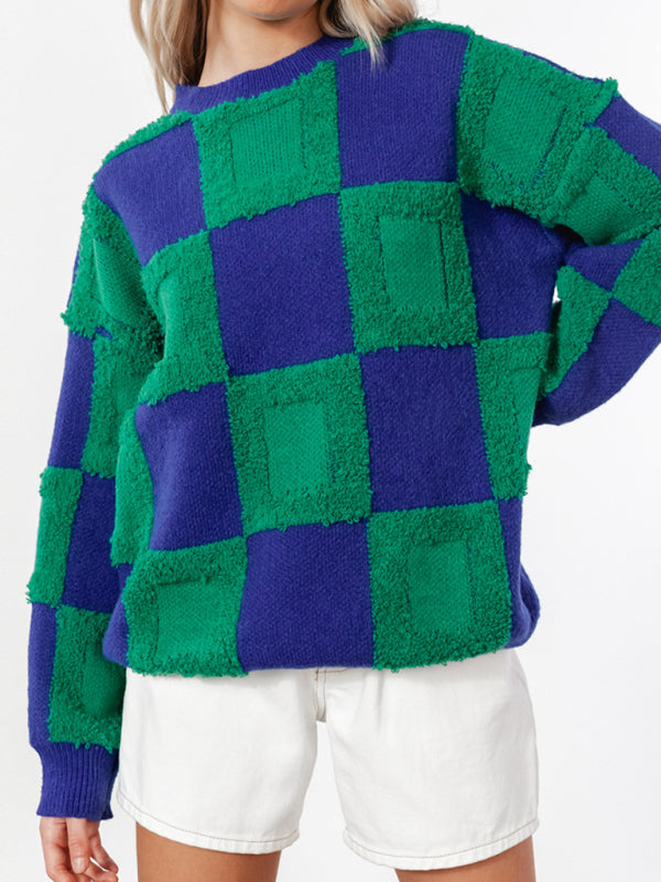 Women's Checkerboard Colorblock Sweater