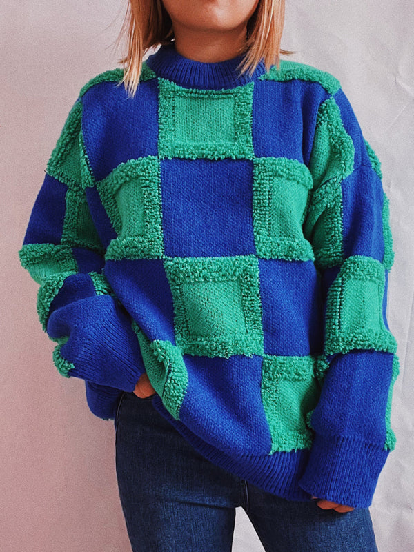 Women's Checkerboard Colorblock Sweater