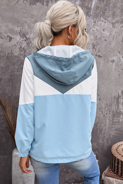 Women's Color Block Hoodie with Quarter-Zip Closure