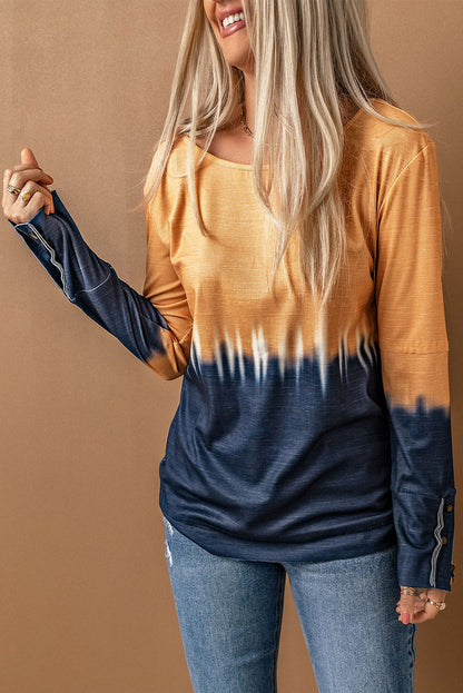 Women's Contrast Boat Neck Long Sleeve Top