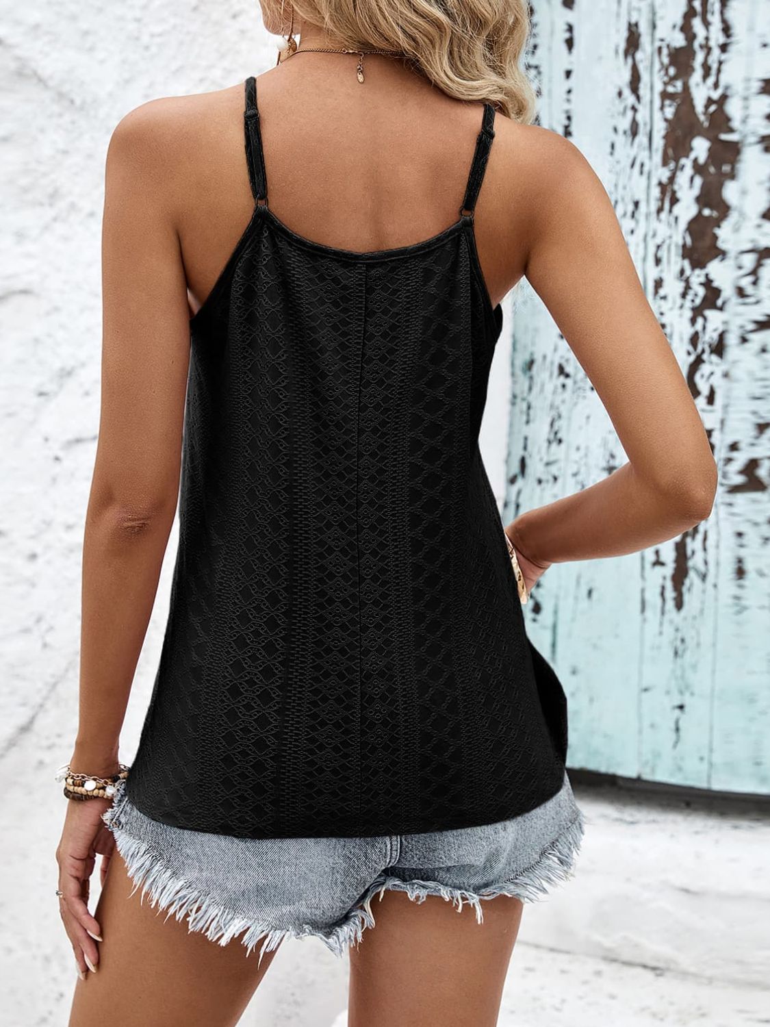 Women's Contrast Eyelet Lace Camisole Top