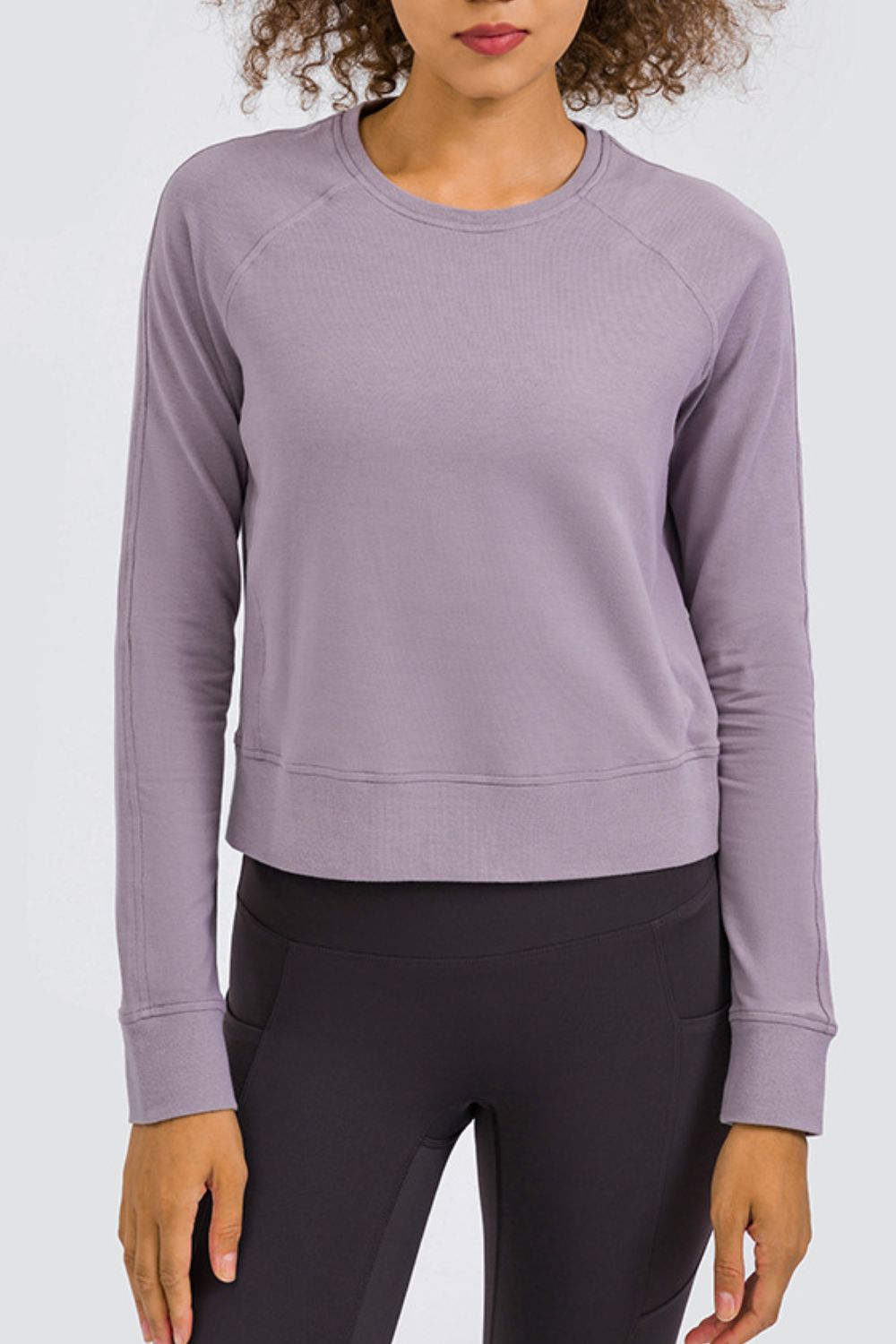 Women's Cozy Raglan Sleeve Sports Top Purple