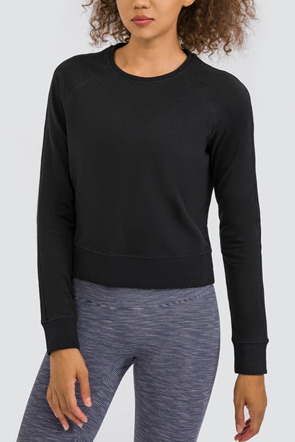 Women's Cozy Raglan Sleeve Sports Top Black