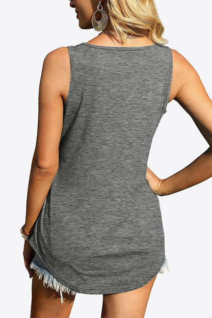 Women's Curved Hem Square Neck Tank Top