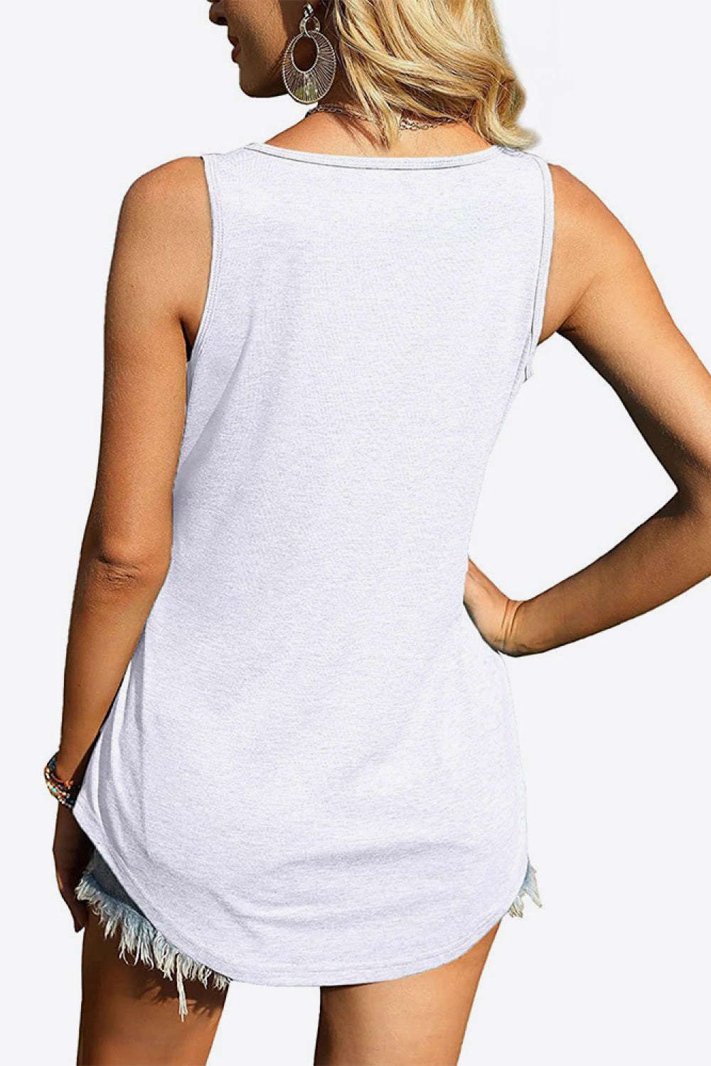 Women's Curved Hem Square Neck Tank Top