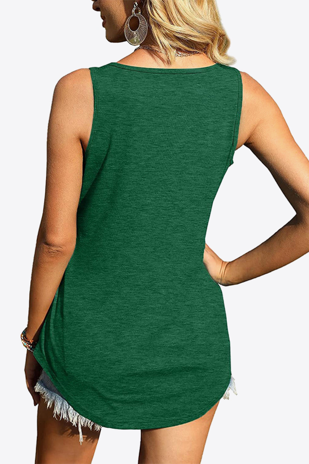 Women's Curved Hem Square Neck Tank Top