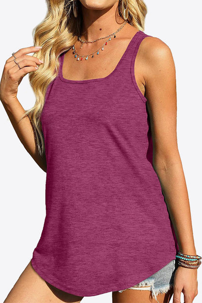 Women's Curved Hem Square Neck Tank Top