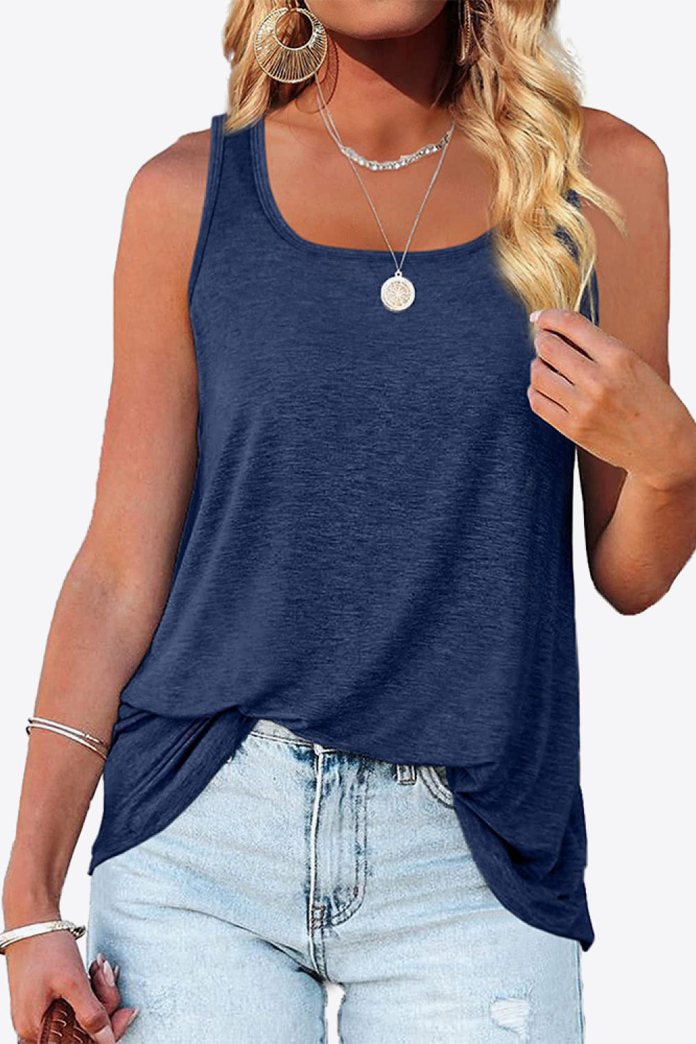 Women's Curved Hem Square Neck Tank Top