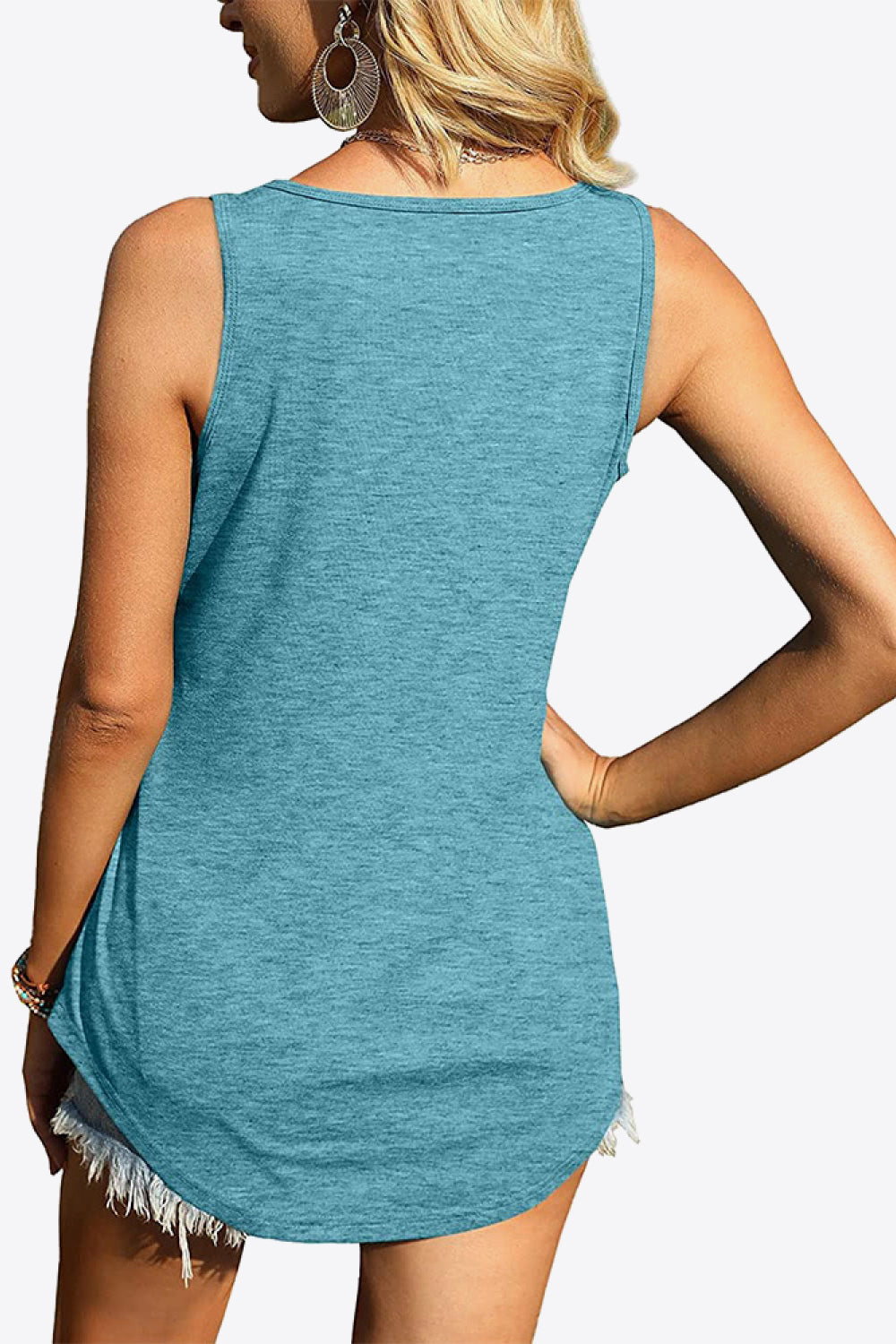 Women's Curved Hem Square Neck Tank Top