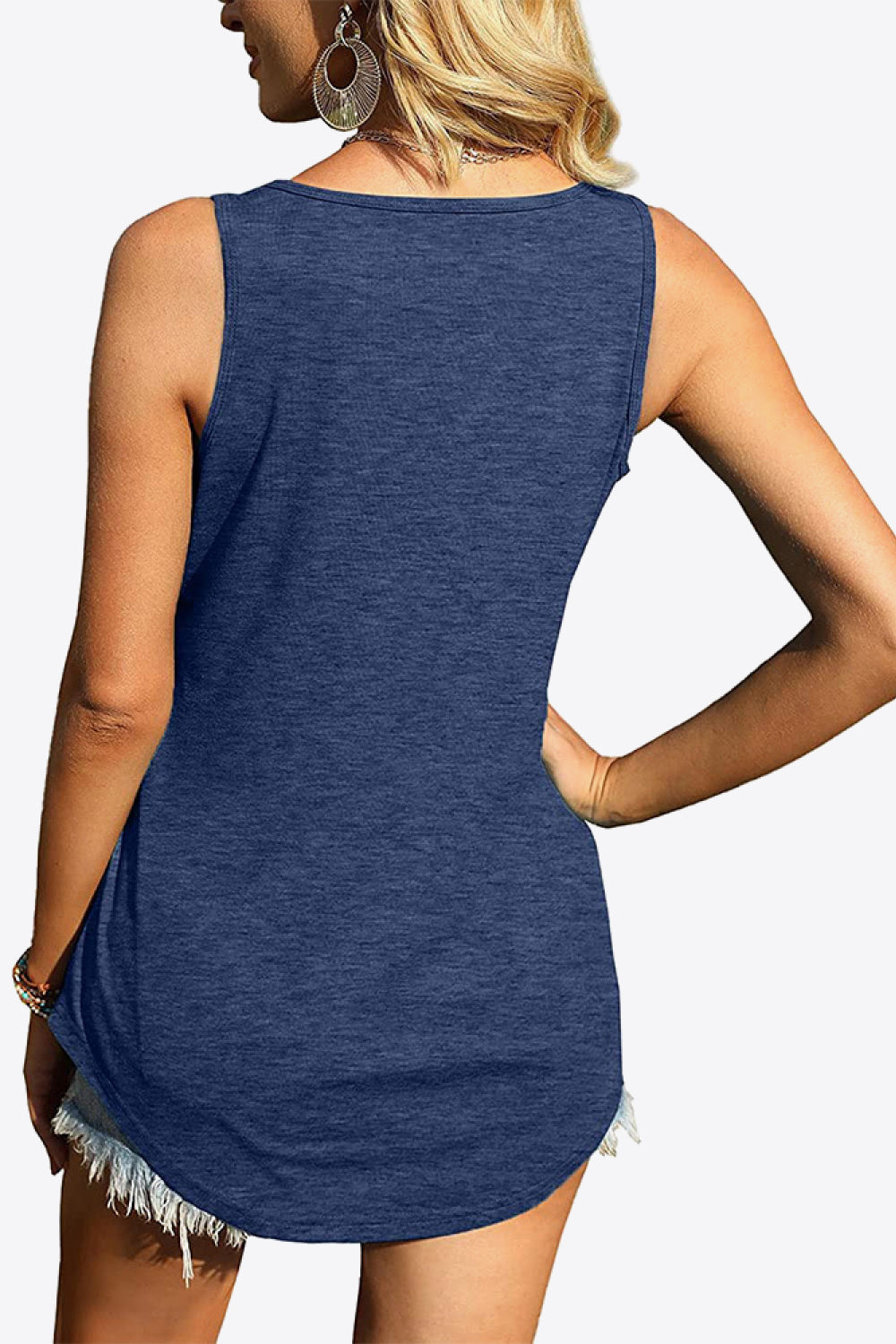 Women's Curved Hem Square Neck Tank Top