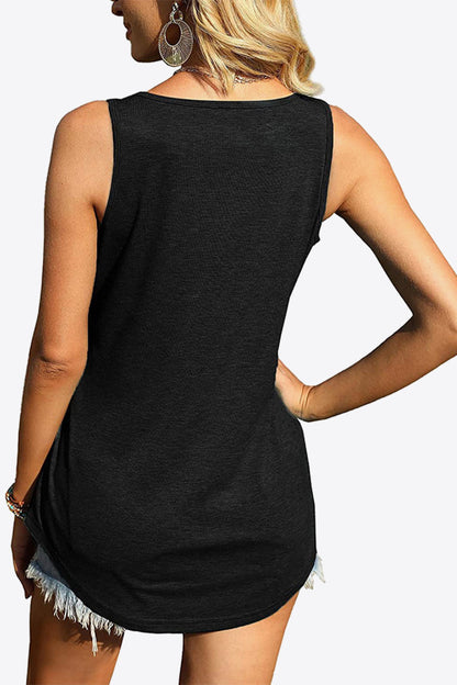 Women's Curved Hem Square Neck Tank Top