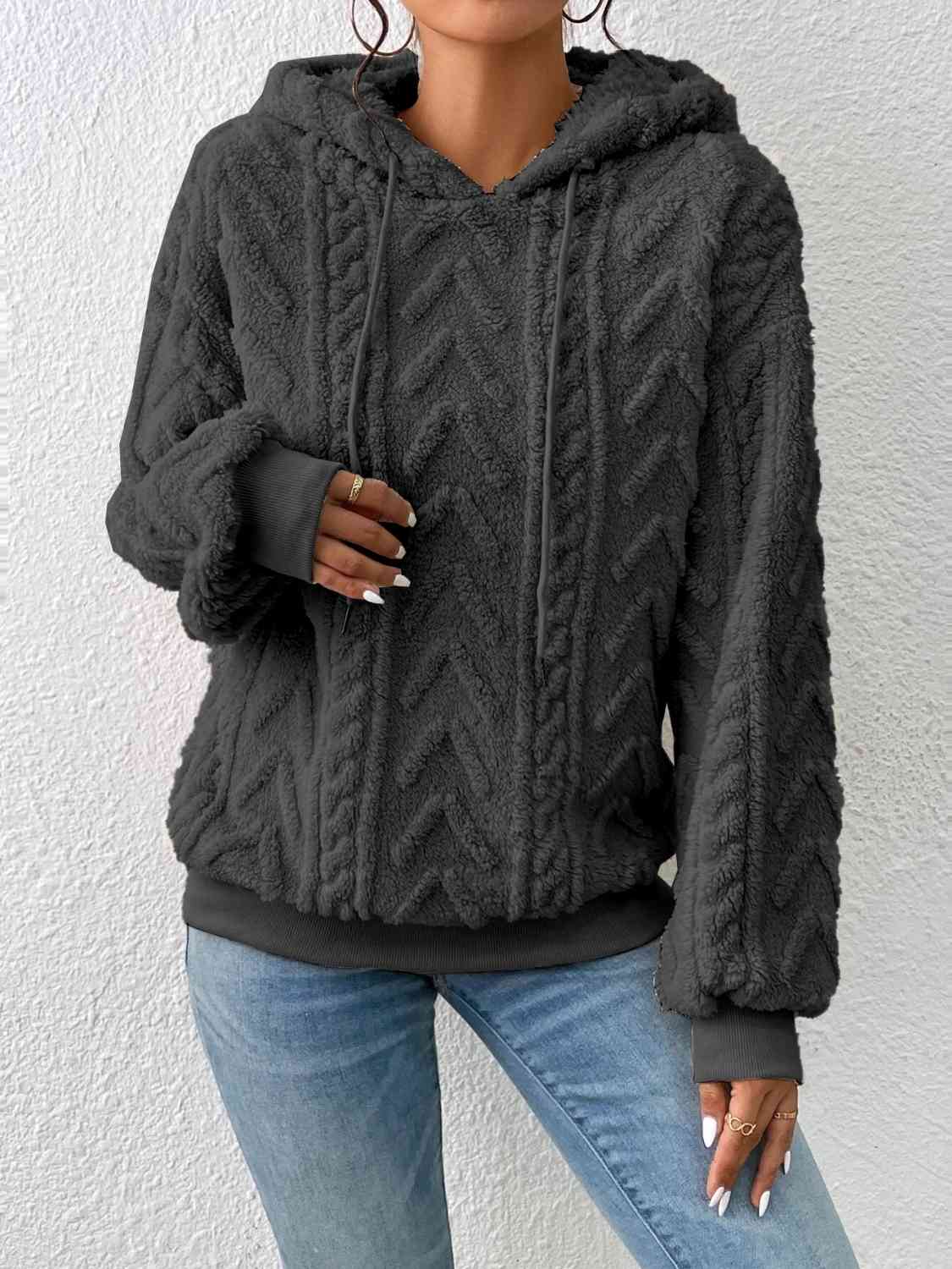 Women's Drawstring Hoodie Charcoal