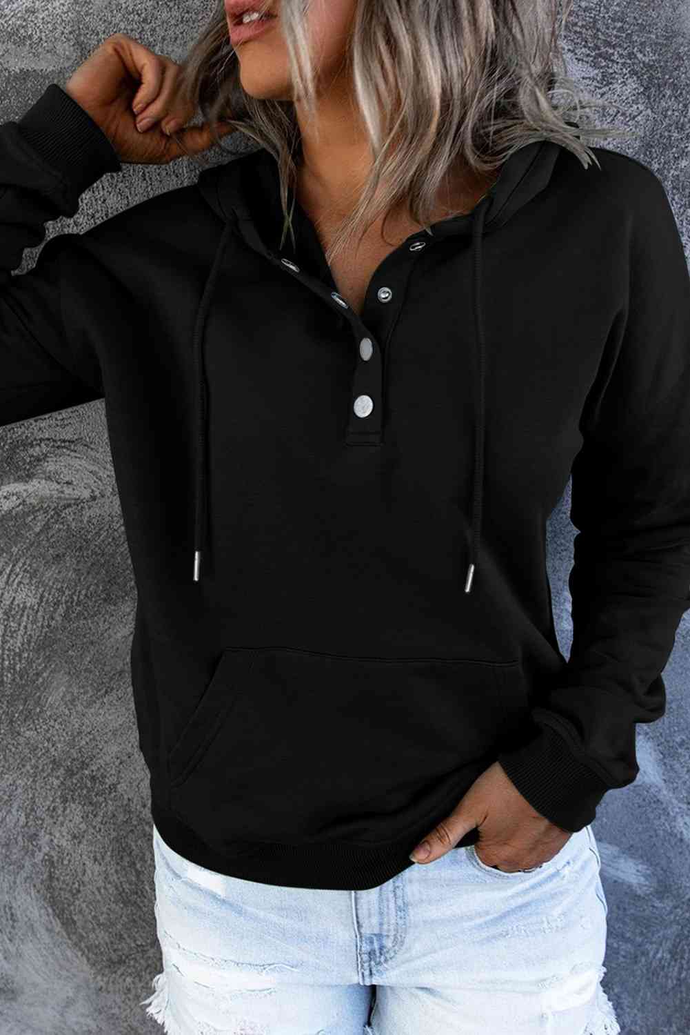 Women's Dropped Shoulder Long Sleeve Hoodie with Pocket