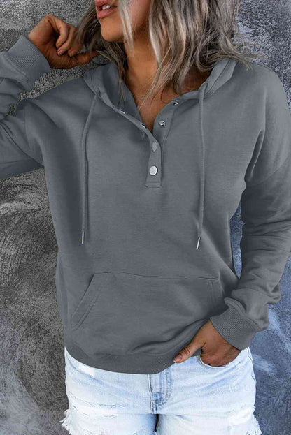 Women's Dropped Shoulder Long Sleeve Hoodie with Pocket