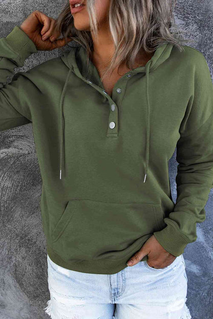 Women's Dropped Shoulder Long Sleeve Hoodie with Pocket