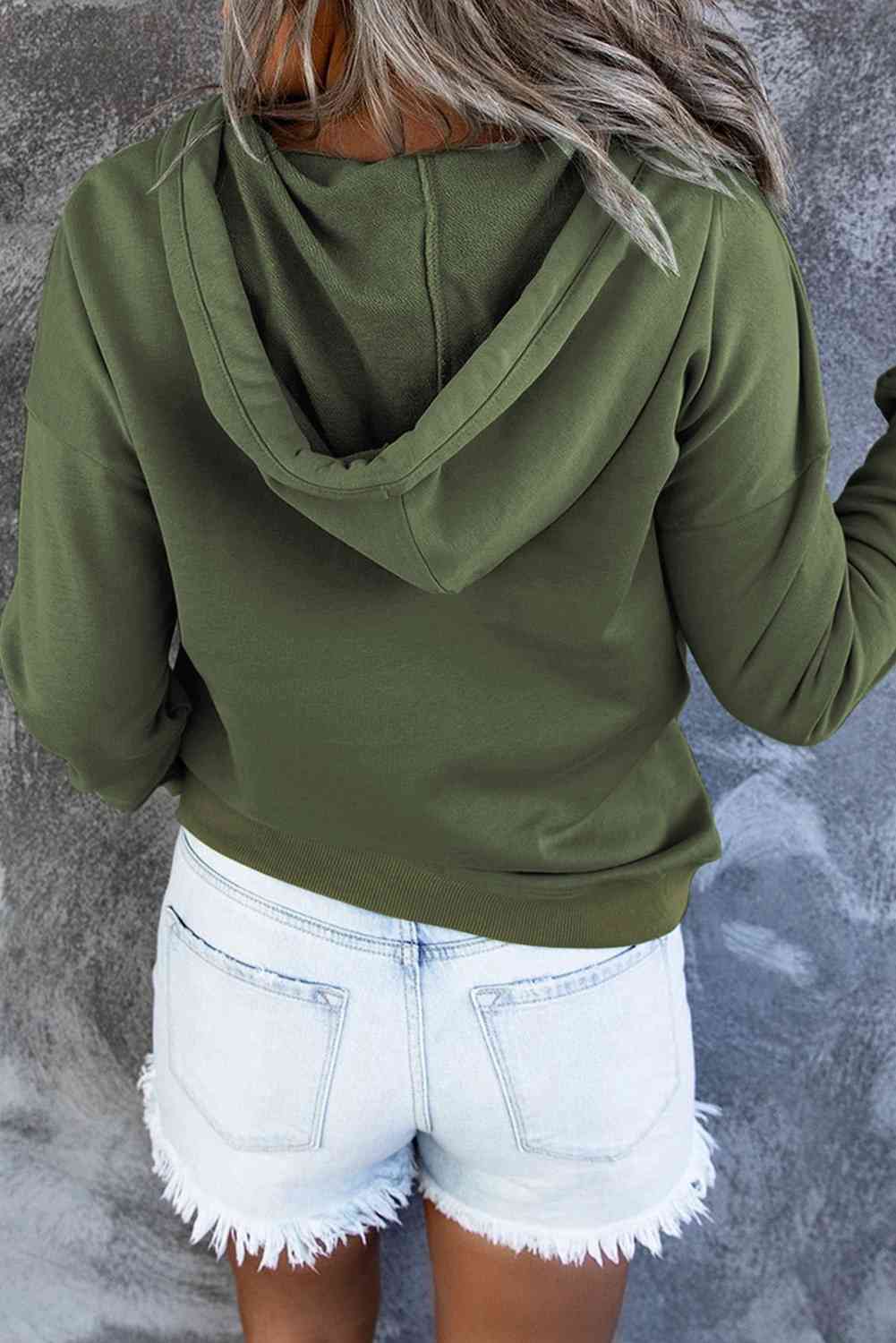 Women's Dropped Shoulder Long Sleeve Hoodie with Pocket