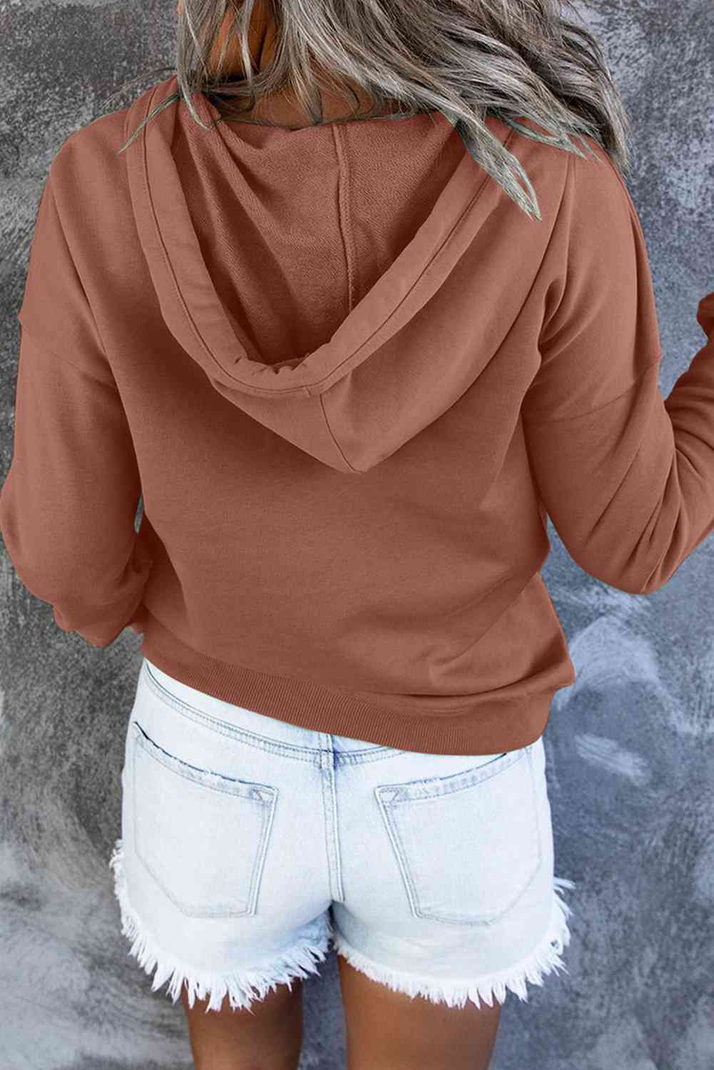 Women's Dropped Shoulder Long Sleeve Hoodie with Pocket