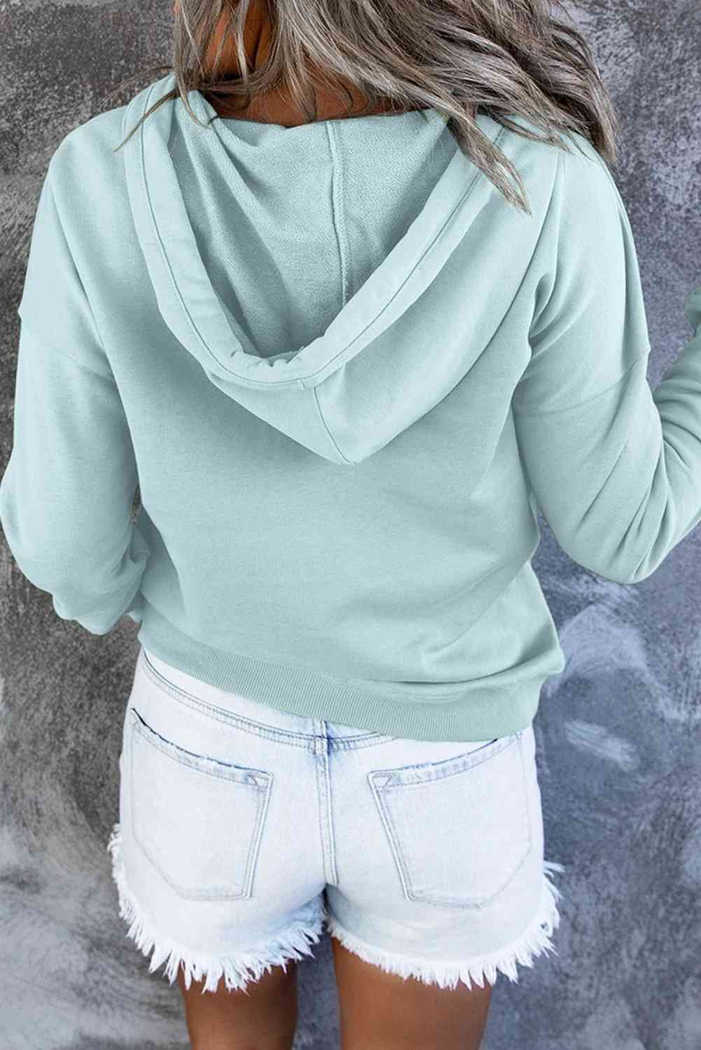 Women's Dropped Shoulder Long Sleeve Hoodie with Pocket