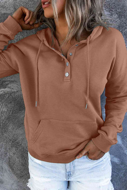 Women's Dropped Shoulder Long Sleeve Hoodie with Pocket