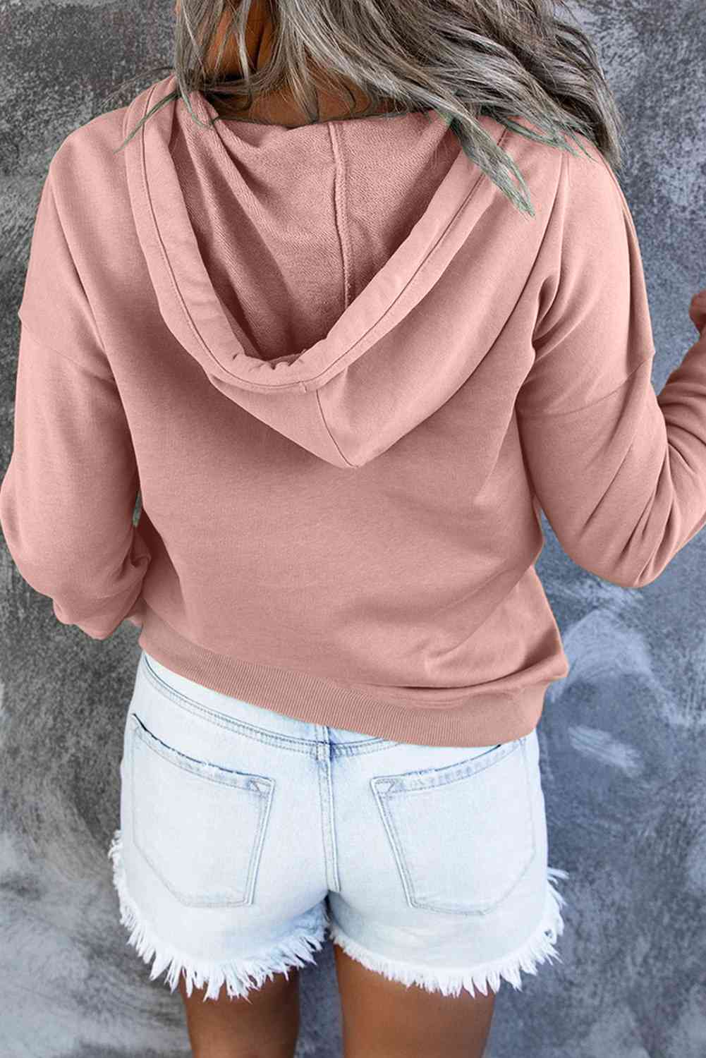 Women's Dropped Shoulder Long Sleeve Hoodie with Pocket