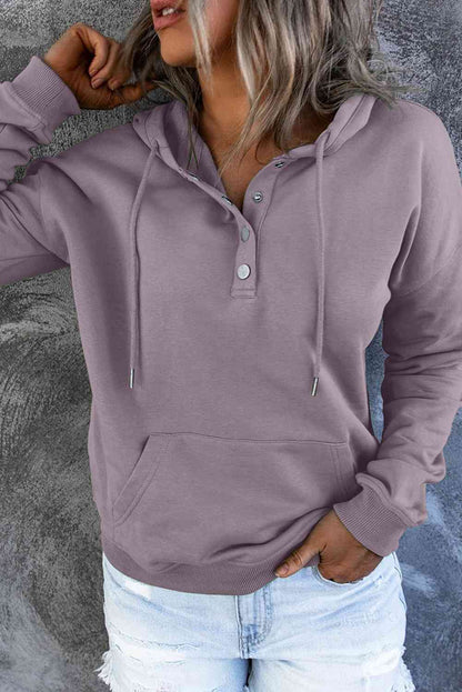 Women's Dropped Shoulder Long Sleeve Hoodie with Pocket