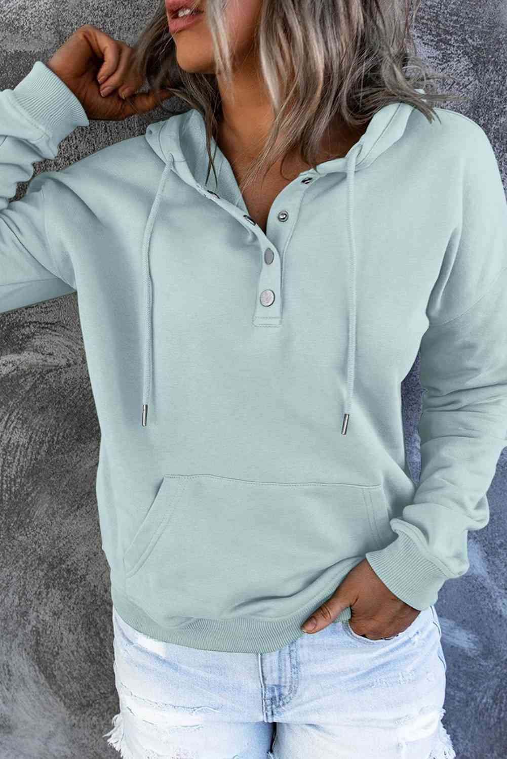 Women's Dropped Shoulder Long Sleeve Hoodie with Pocket