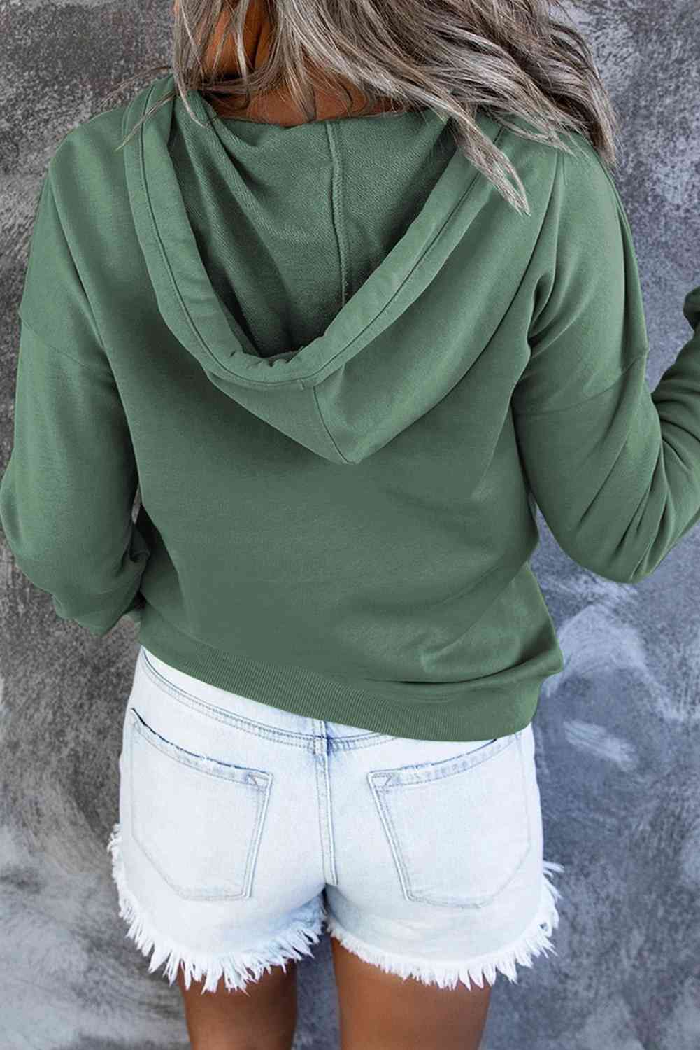 Women's Dropped Shoulder Long Sleeve Hoodie with Pocket