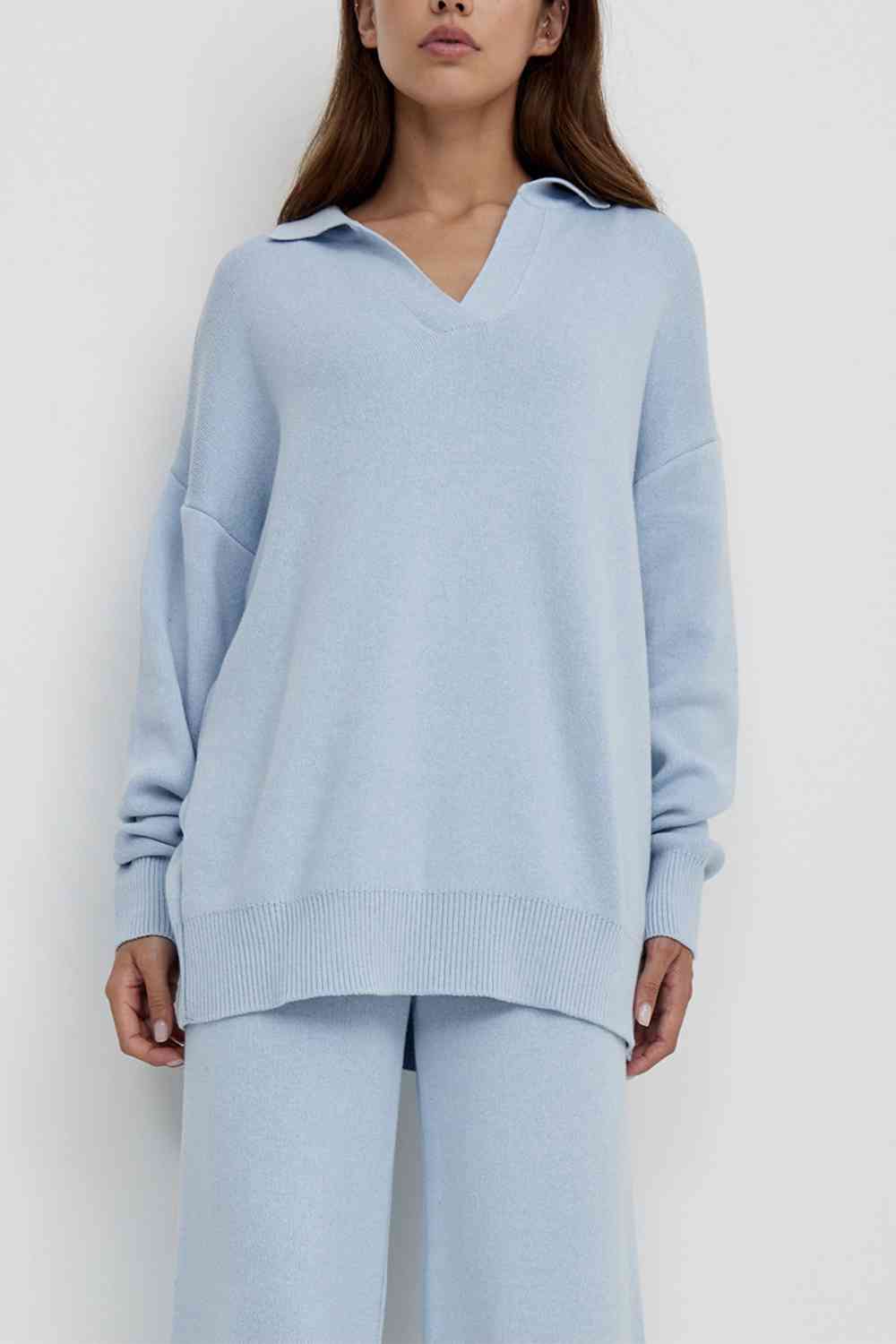 Women's Dropped Shoulder Sweater and Long Pants Set