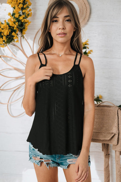 Women's Eyelet Scoop Neck Cami Top