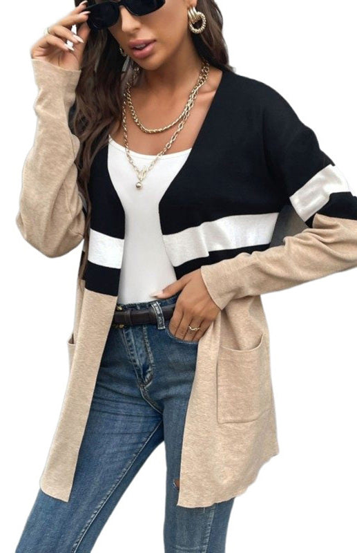 Women's Fashion Contrast Sweater Cardigan