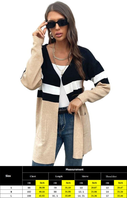 Women's Fashion Contrast Sweater Cardigan