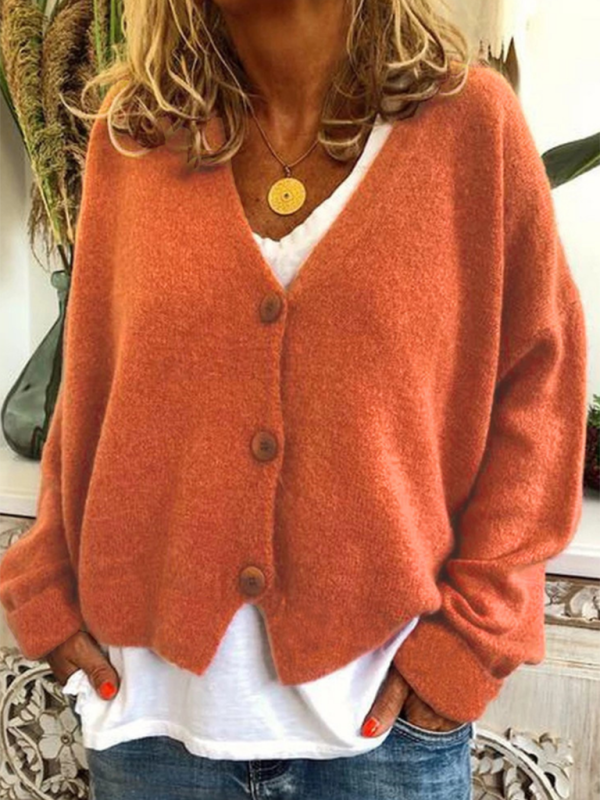 Women's Fashion Loose Sweater Cardigan Orange
