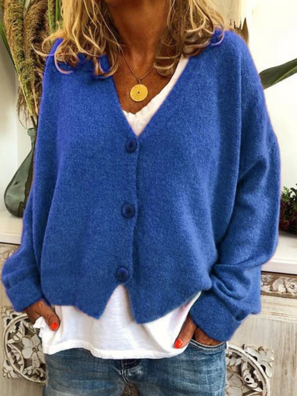 Women's Fashion Loose Sweater Cardigan Blue