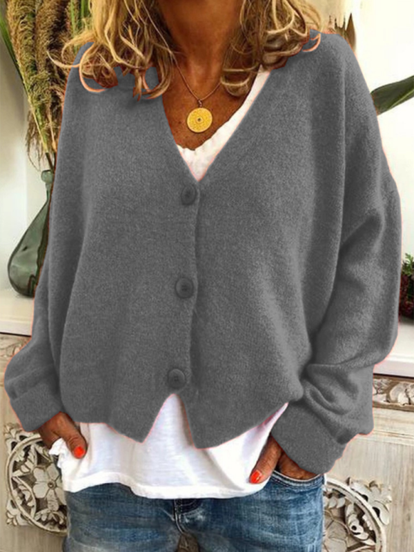 Women's Fashion Loose Sweater Cardigan Grey