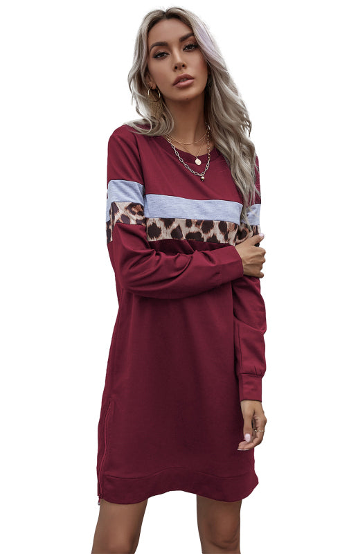 Women's Fashion Trend Casual Sweater Dress Wine Red