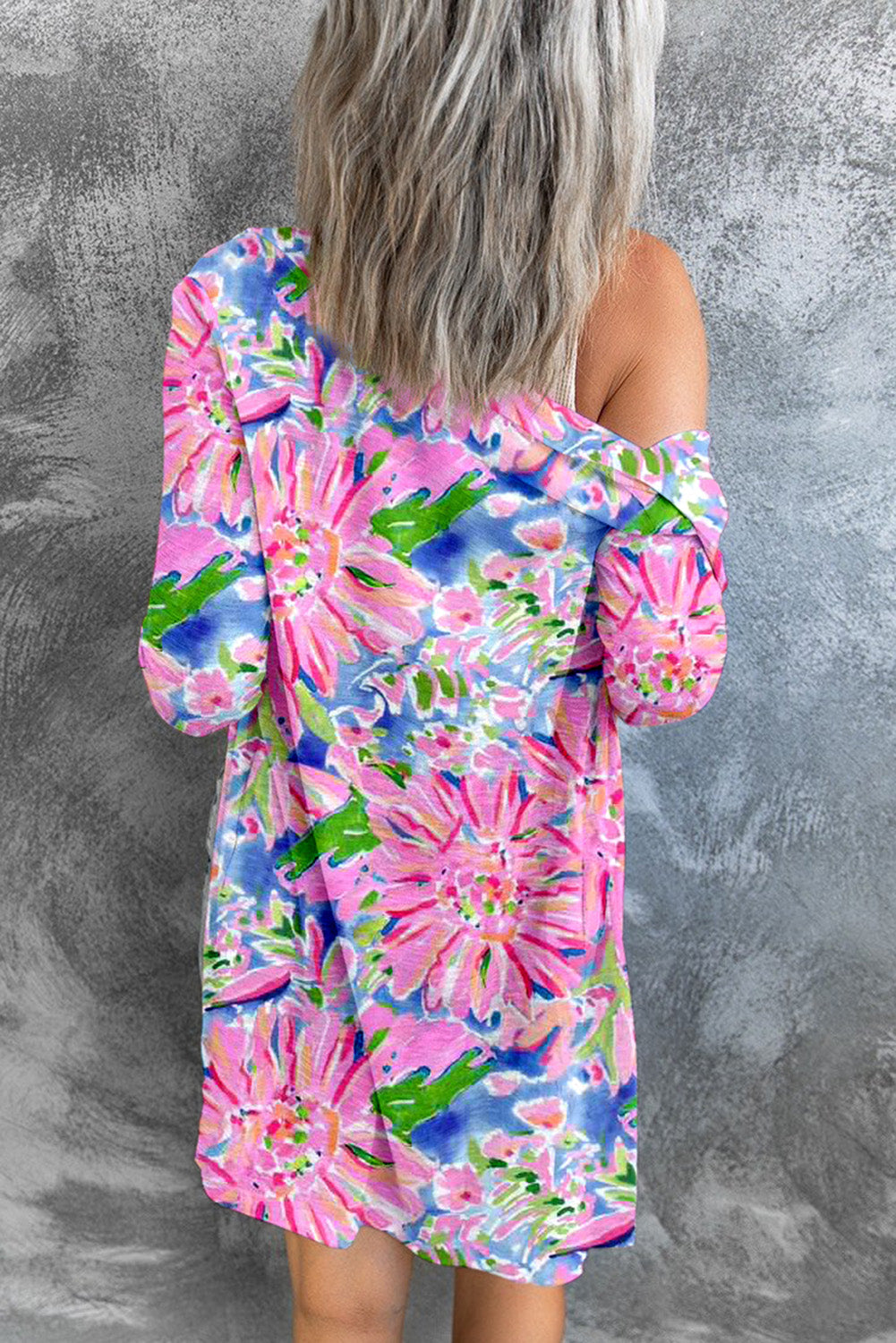 Women's Floral Open-Front Long-Sleeve Cardigan
