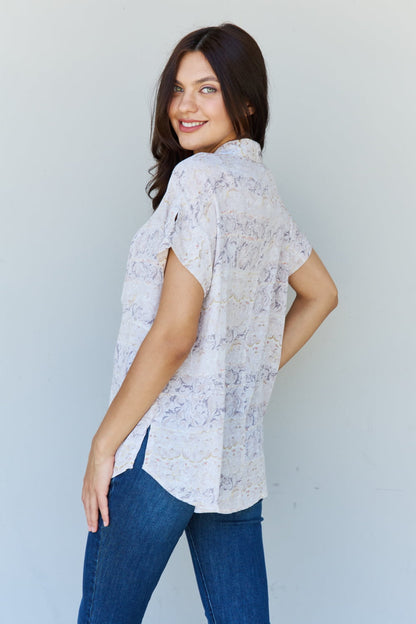 Women's Full-Size Floral Paisley Printed Twist Tunic Top